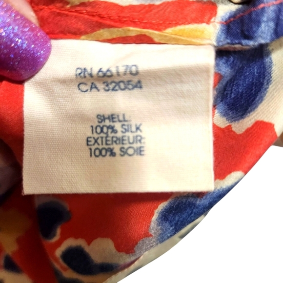 Edme & Esyllte Anthropologie 100% Silk Abstract Floral Top Size 0 Summer - Picture 3 of 4